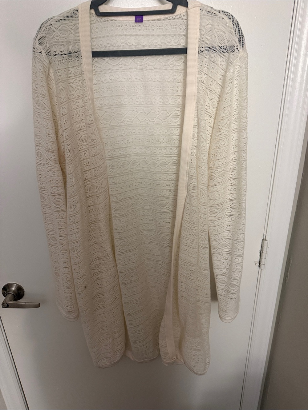 YITTY Cream Lace-Open Front Knit Cardigan